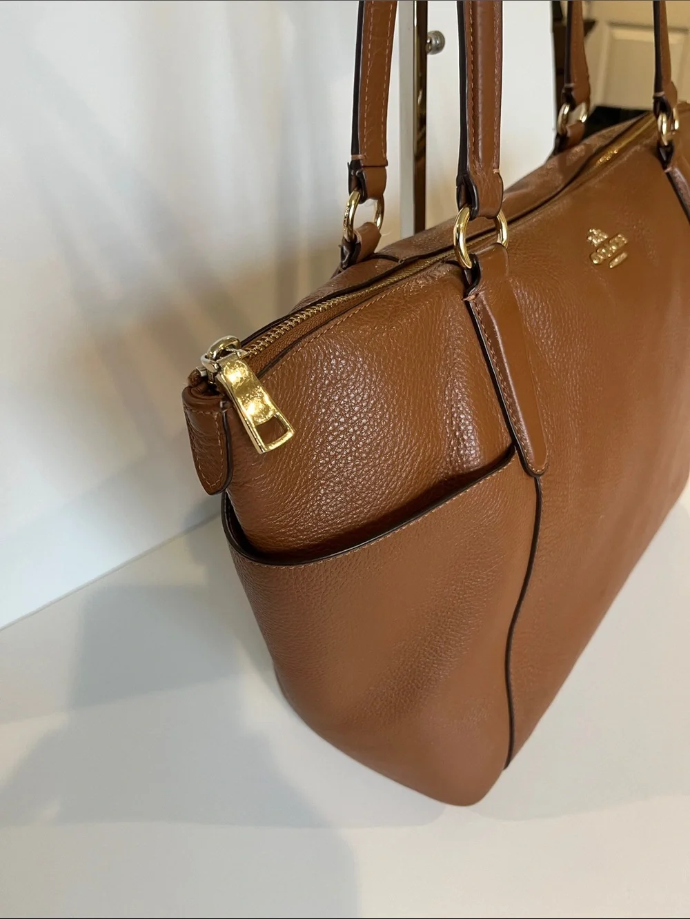 Coach Ava Saddle Brown Leather Tote with Gold Hardware